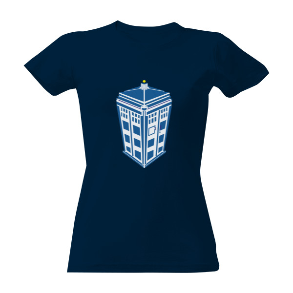 Tričko s potiskem Tardis modro bílá