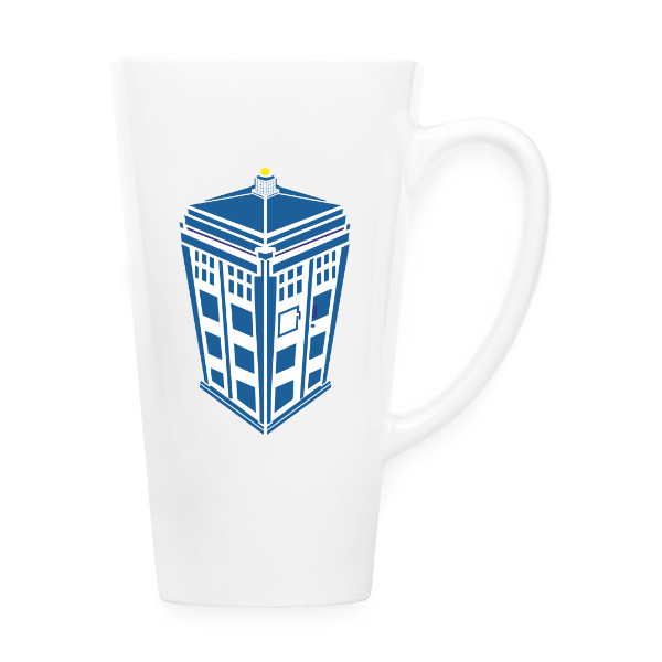 Hrnek latté s potiskem Tardis -policejní budka